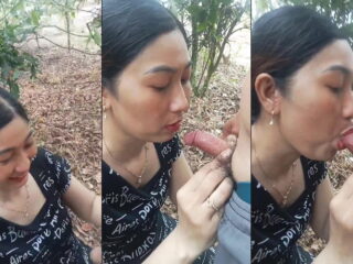 Chị gái giáo viên đưa ra vườn bú mút hòa mình với thiên nhiên